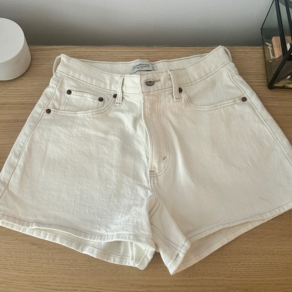 Abercrombie & Fitch Cream Jean Shorts